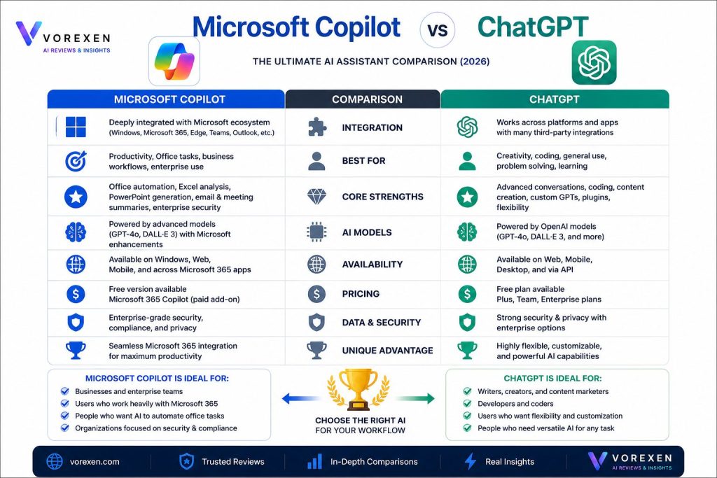 Microsoft Copilot Review 2026: Features & Pricing | Vorexen Ultimate Microsoft Copilot Review (2026): Features, Pricing, Pros & Cons