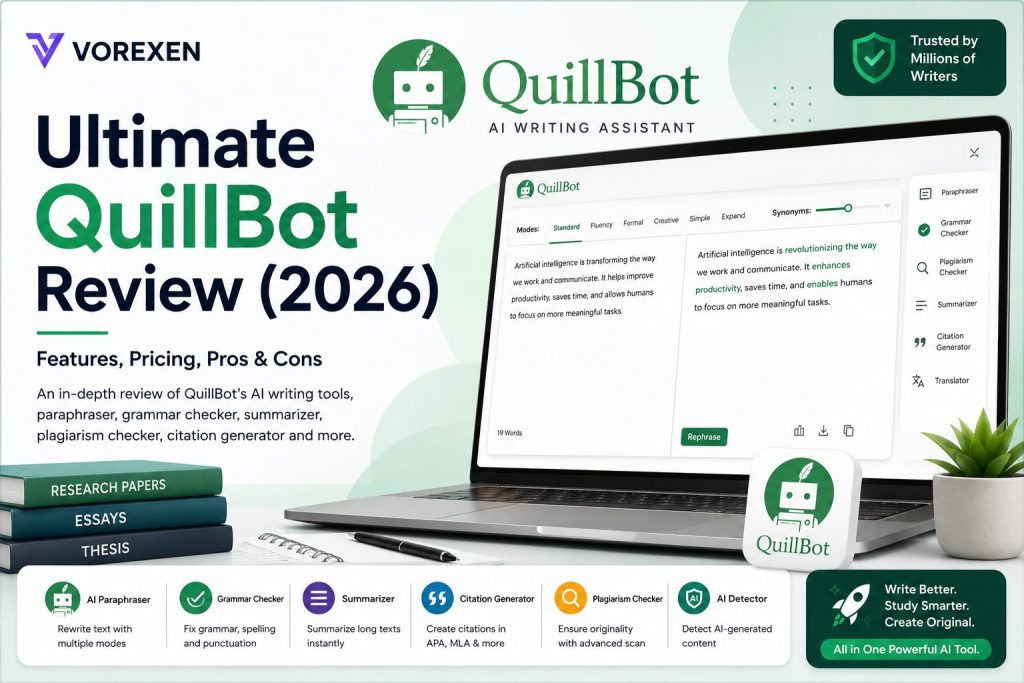 QuillBot Review 2026: Features, Pricing & Pros/Cons | Vorexen Ultimate QuillBot Review (2026): Features, Pricing, Pros & Cons