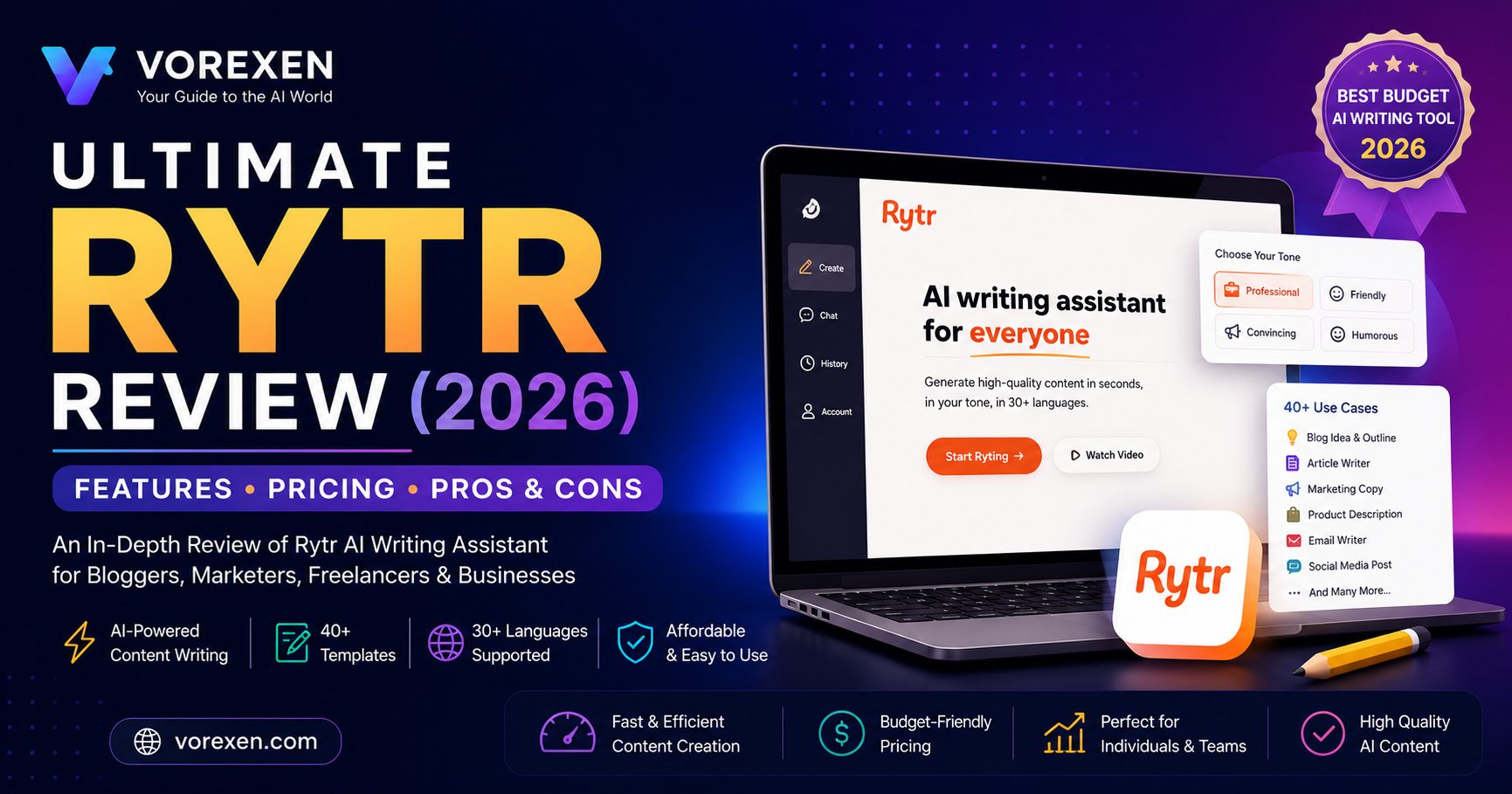 Rytr Review 2026: Features, Pros & Cons | Vorexen