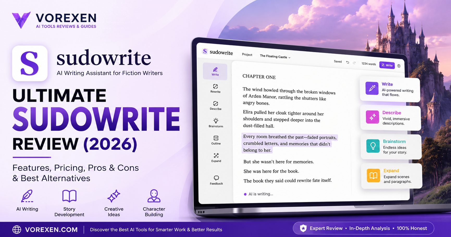 Ultimate Sudowrite Review (2026): Features, Pricing, Pros & Cons | Vorexen
