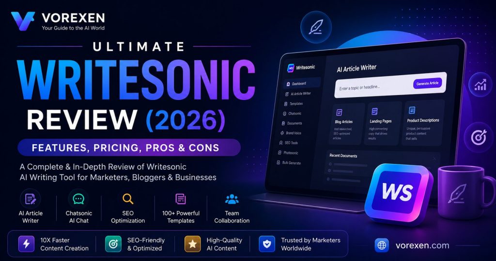 Ultimate Writesonic Review (2026) | Vorexen Ultimate Writesonic Review (2026): Features, Pricing, Pros & Cons