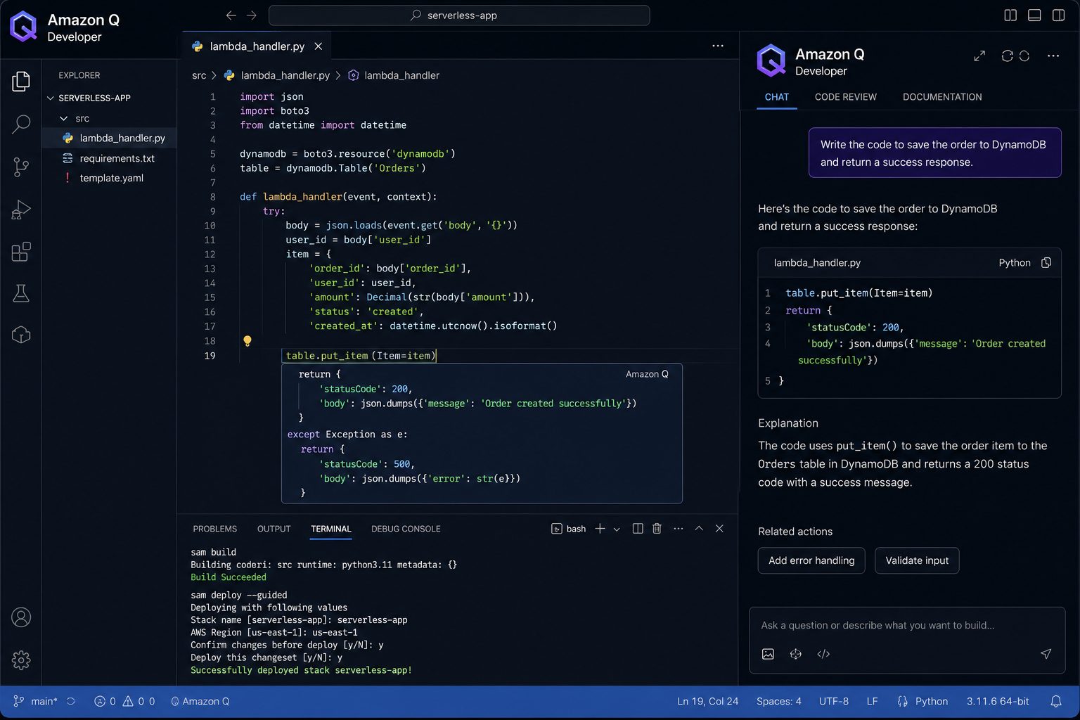 Amazon Q Developer AI Code Generation